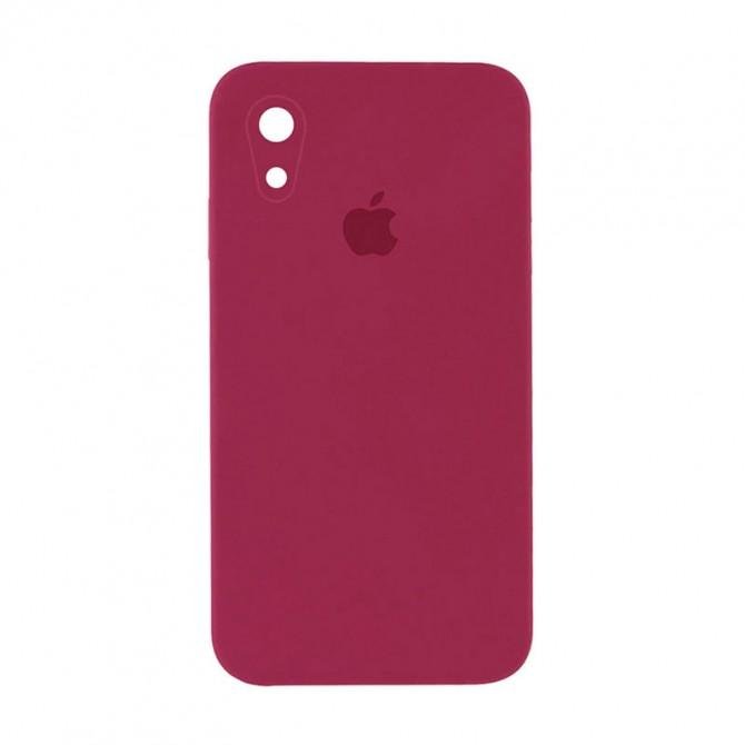 Оригинальный силиконовый чехол для iPhone Xr Бордовый FULL (SQUARE SHAPE)