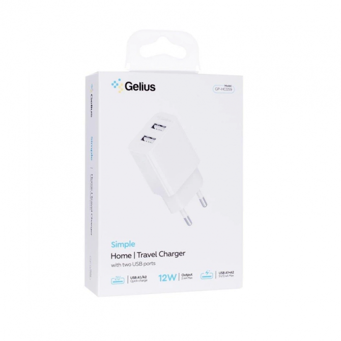 Сетевое зарядное устройство для Gelius Simple GP-HC059 2USB/2 4A + Cable Type-C White-2