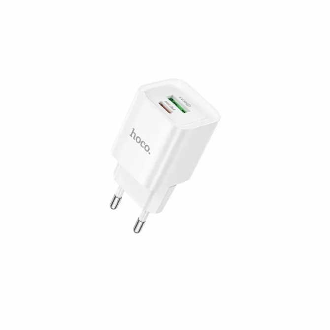 Сетевое зарядное устройство Hoco C147A 20W/1 Usb + 1 Type-C White