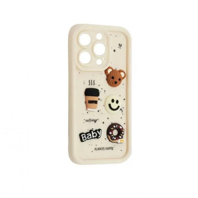 Чехол 3D Coffee&Donut series for iPhone 14 Pro White