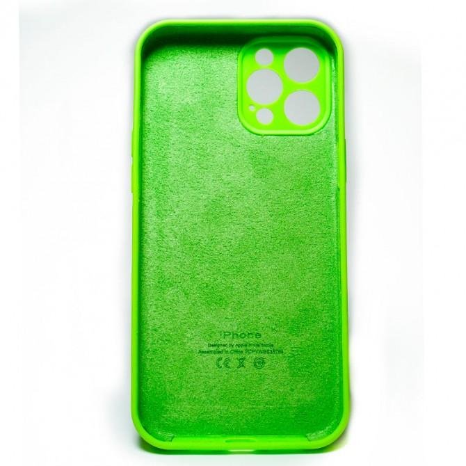 Оригинальный силиконовый чехол для iPhone 12 Pro Max Салатовый FULL (with camera protection)-1