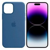 Оригинальный силиконовый чехол для iPhone 14 Pro Deep Lake Blue FULL Оригинальный силиконовый чехол для iPhone 14 Pro Deep Lake Blue FULL