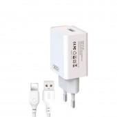 СЗУ XO L93 2.4A/1USB + Lightning cable White