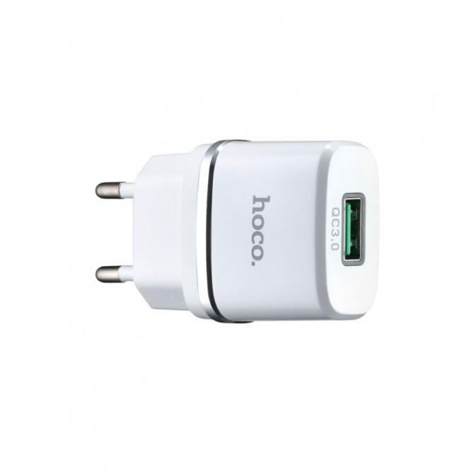 Мережевий зарядний пристрій 1USB Hoco C12Q QC White