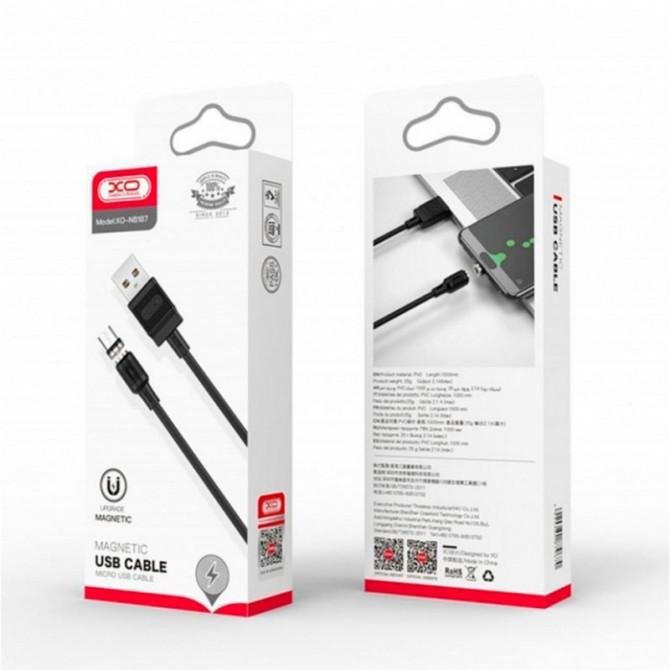 USB Кабель XO NB187 PVC Magnetic MicroUSB 2.1A/1m Black-1