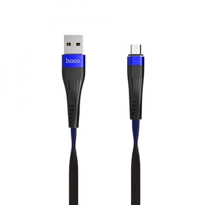 Кабель Hoco U39 Slender MicroUSB Чорний/Синій 1.2m