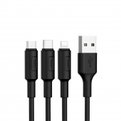 Кабель Hoco X25 Soarer 3in1 iPhone 8/MicroUSB/Type-C Чорний 1m