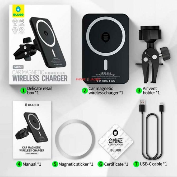 Холдер Blueo Magnetic Wireless Charger Black-1