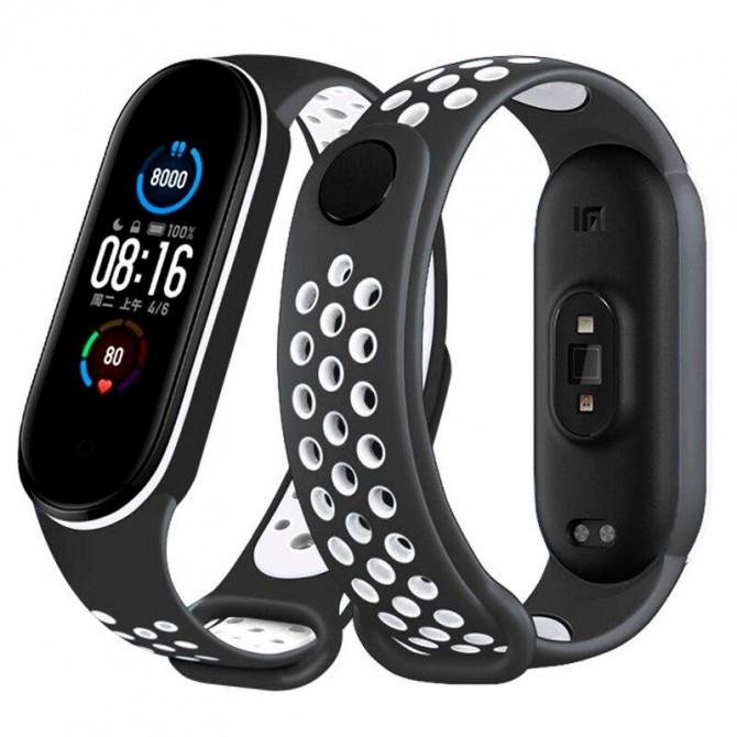 Ремінець для браслета Mi Band 5/6 SPORT Black/White