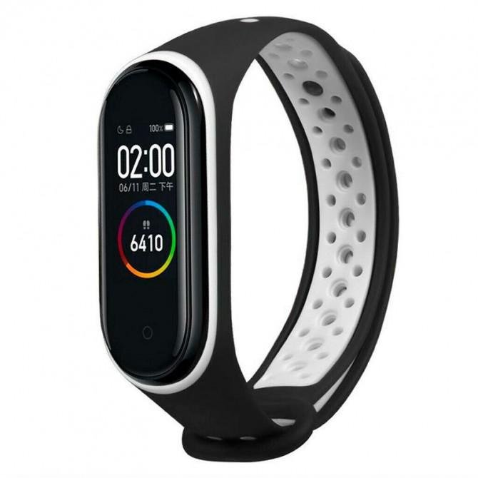 Ремінець для браслета Mi Band 5/6 SPORT Black/White-1