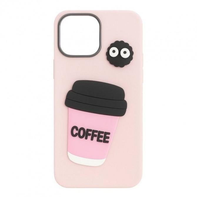 Чехол TPU Leather Toys для Apple iPhone 15 (6.1") (Coffee / Pink)