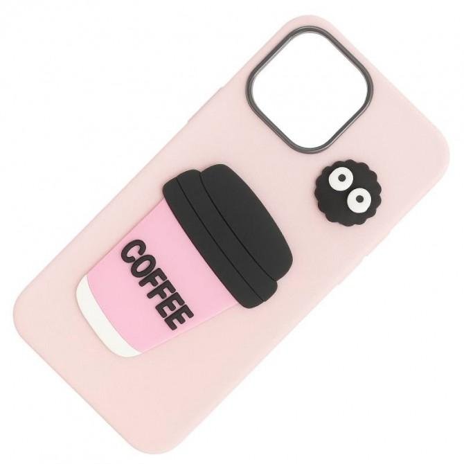 Чехол TPU Leather Toys для Apple iPhone 15 (6.1") (Coffee / Pink)-2