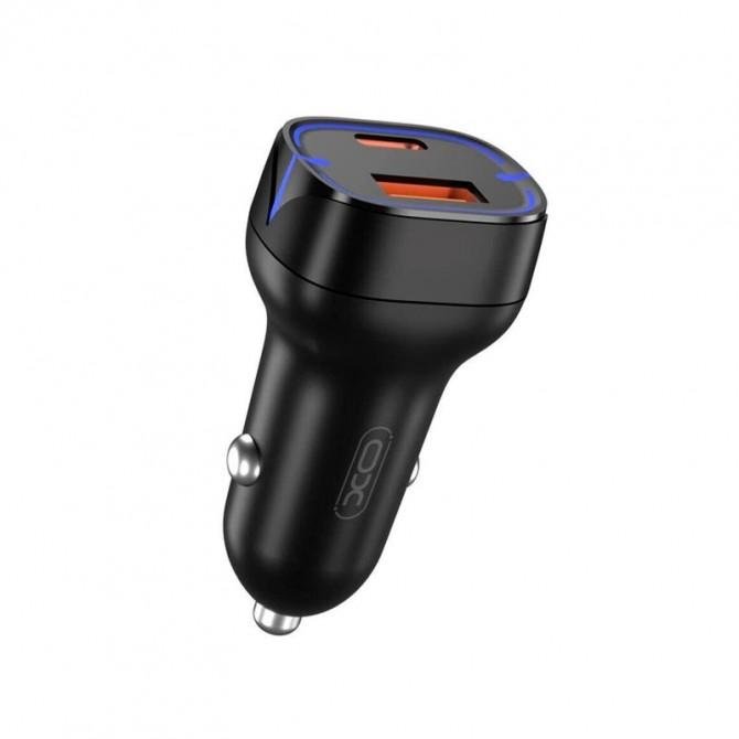 Автомобільний зарядний пристрій XO CC37 1 USB QC 3.0 + Type-C PD (20W) Black