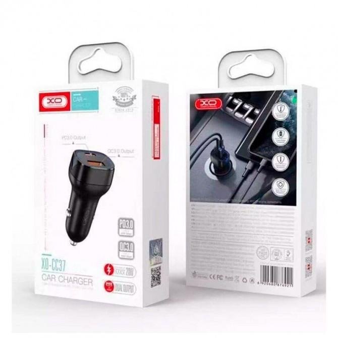 Автомобільний зарядний пристрій XO CC37 1 USB QC 3.0 + Type-C PD (20W) Black-1