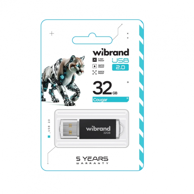 Флеш память Wibrand USB 2.0 32Gb Cougar Черный-1
