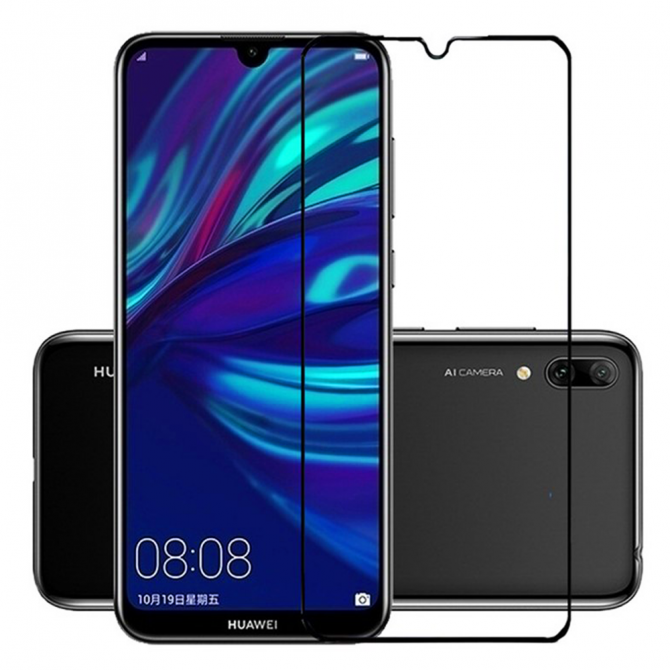 Захисне скло для HUAWEI Y7 2019/Y6P Full Glue (0.3 мм, 2.5D, чорне)