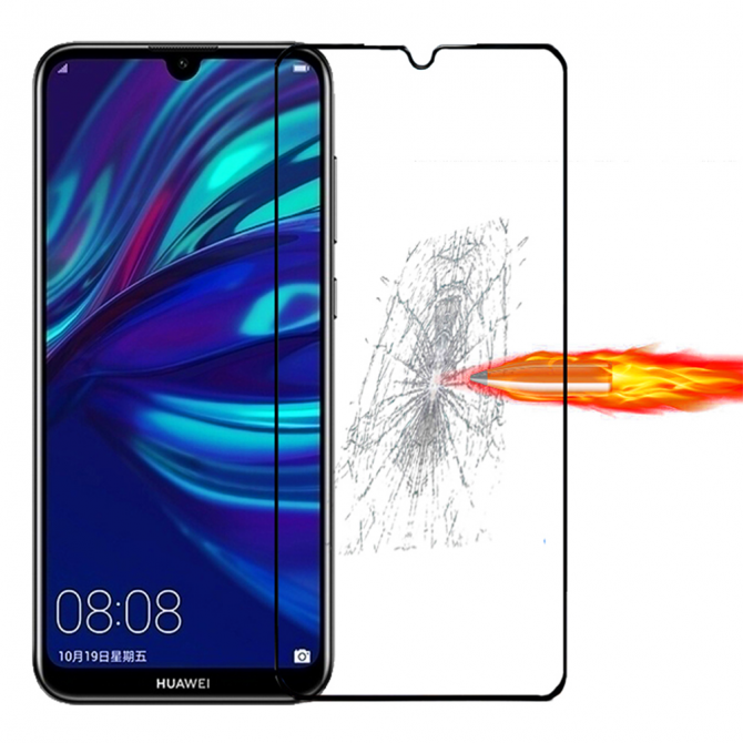 Захисне скло для HUAWEI Y7 2019/Y6P Full Glue (0.3 мм, 2.5D, чорне)-3