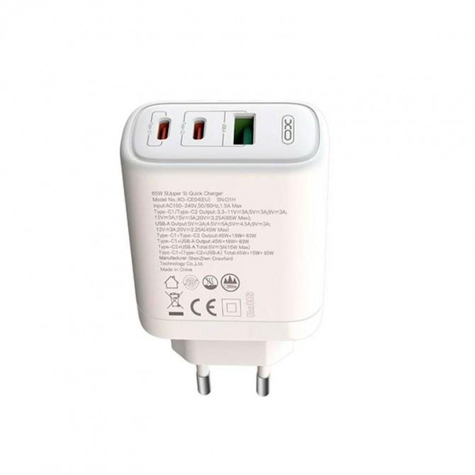 МЗП XO CE04 Super Si 2*USB-C/QC 65W + MircoUSB White-1