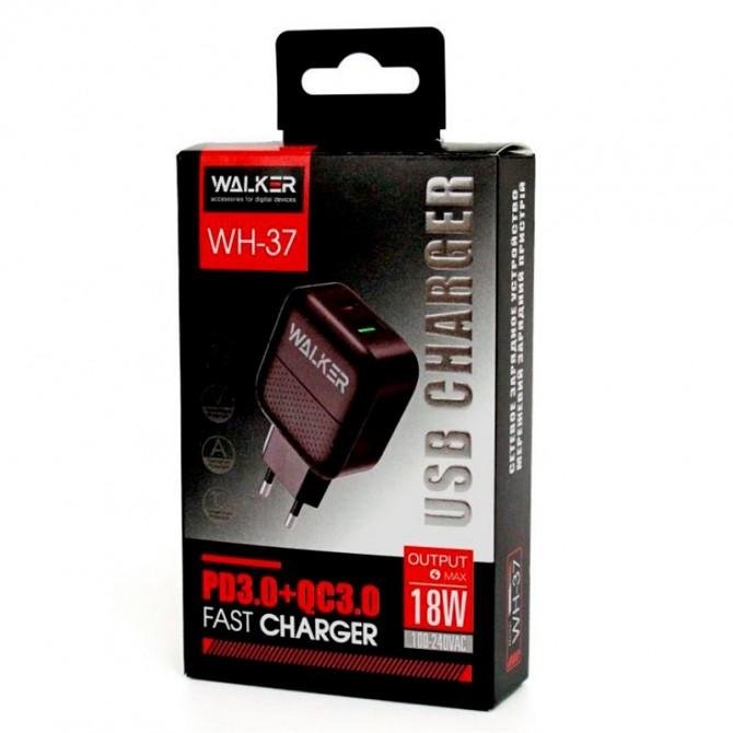 МЗП 1USB + Type-C WALKER WH-37 PD+QC3.0 3.4A/18W Black-1