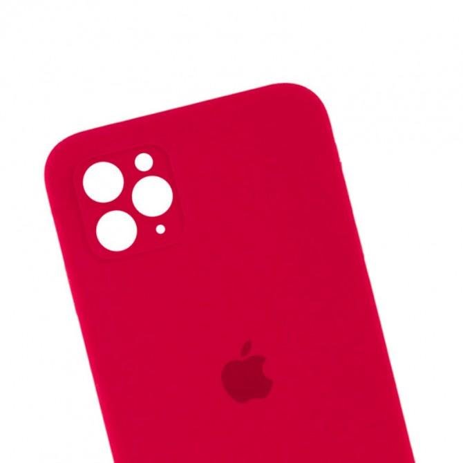 Оригинальный силиконовый чехол для iPhone 11 Pro Темно Красный FULL (with camera protection)-1