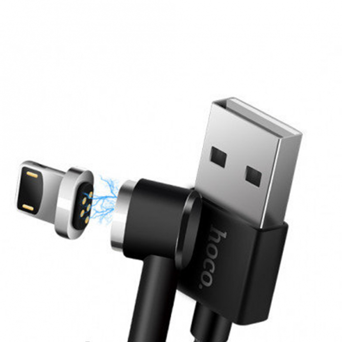 Магнитный кабель Hoco U20 Absorption iPhone 6 (L Shape) Чёрный 1m-1