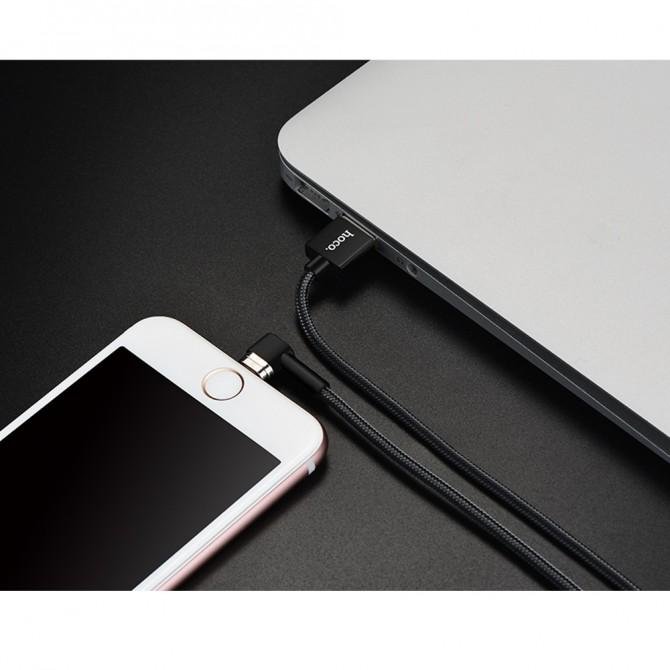 Магнитный кабель Hoco U20 Absorption Type-C (L Shape) Чёрный 1m-2