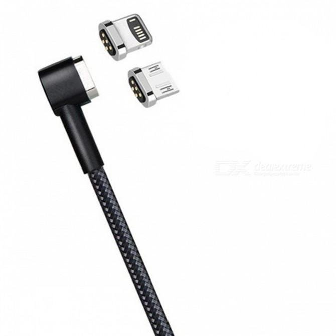 Магнітний кабель Micro+Lightning Чорний-3