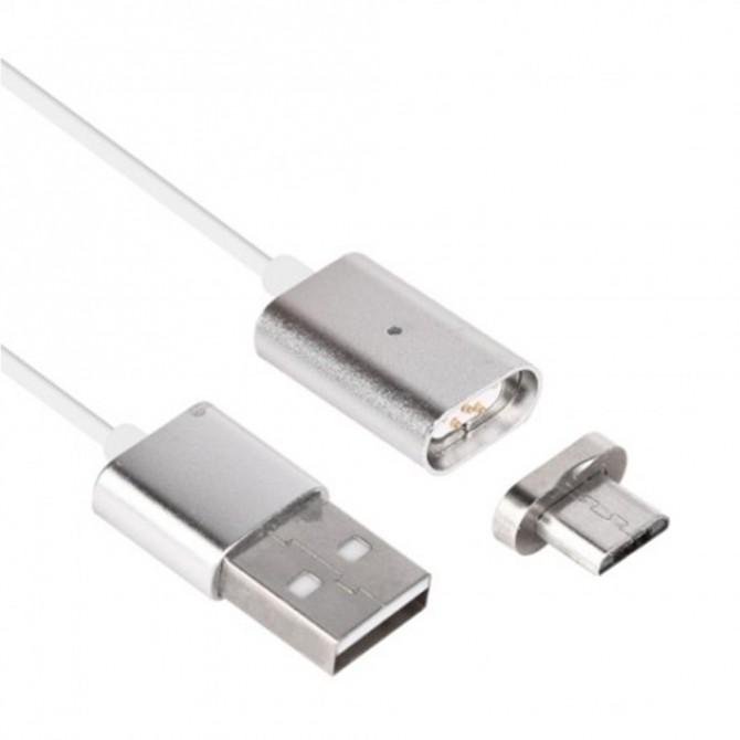 Магнітний кабель Micro+Lightning Срібло-2