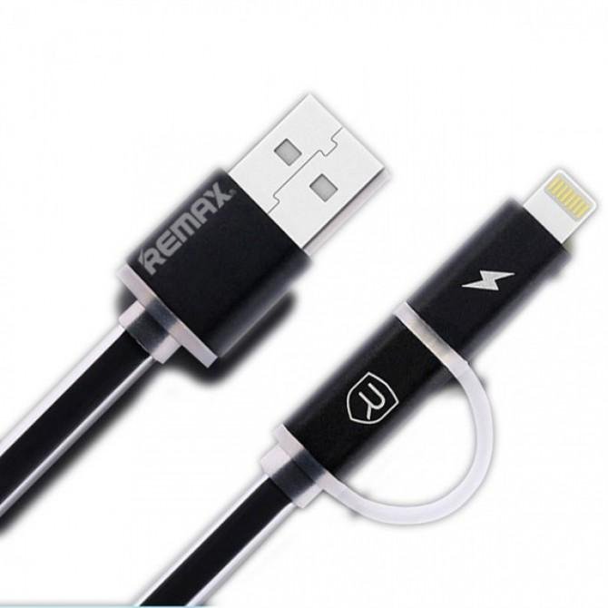 Кабель Remax Aurora 2in1 iPhone 5/MicroUSB Чёрный