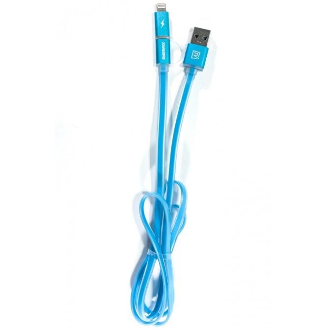 Кабель Remax Aurora 2in1 iPhone 5/MicroUSB Синий