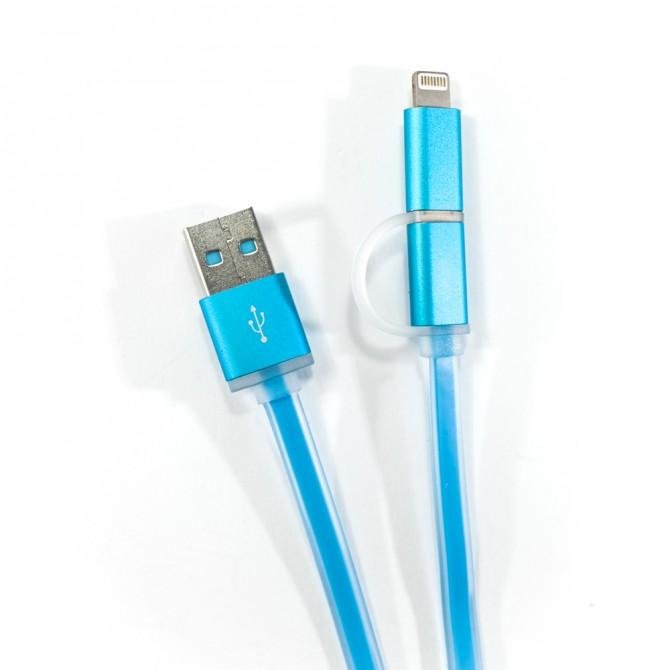 Кабель Remax Aurora 2in1 iPhone 5/MicroUSB Синий-1