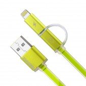 Кабель Remax Aurora 2in1 iPhone 5/MicroUSB Зеленый Кабель Remax Aurora 2in1 iPhone 5/MicroUSB Зеленый