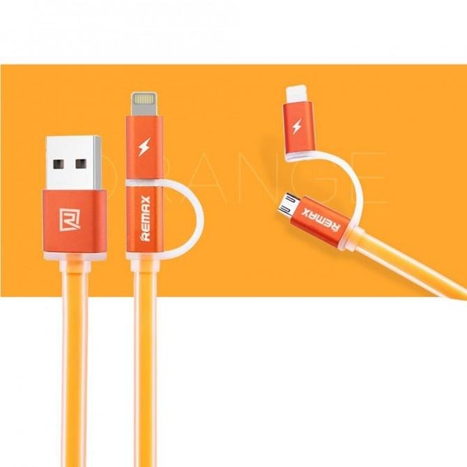 Кабель Remax Aurora 2in1 iPhone 5/MicroUSB Оранжевый-2