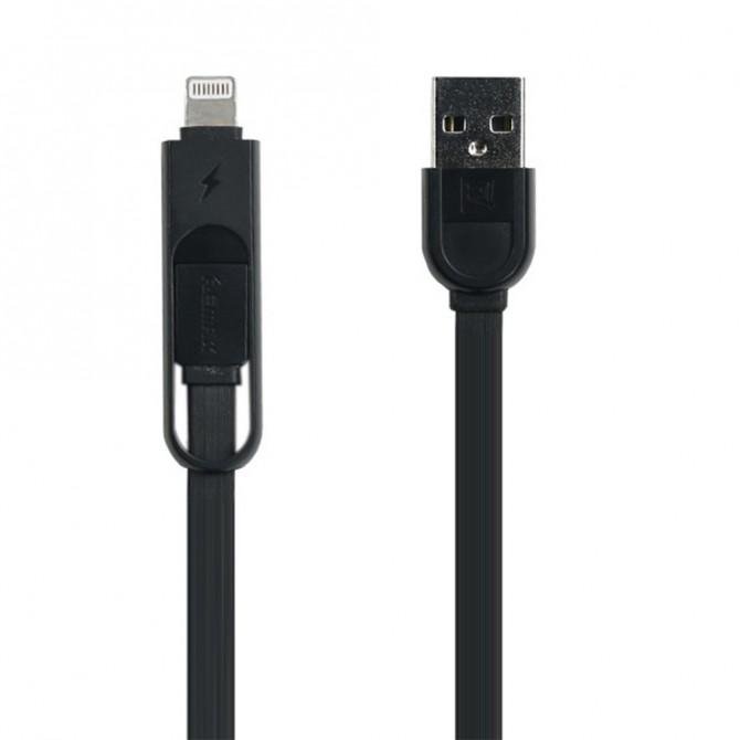 Кабель Remax Elegant RC-033t 2in1 iPhone 5/MicroUSB Чёрный