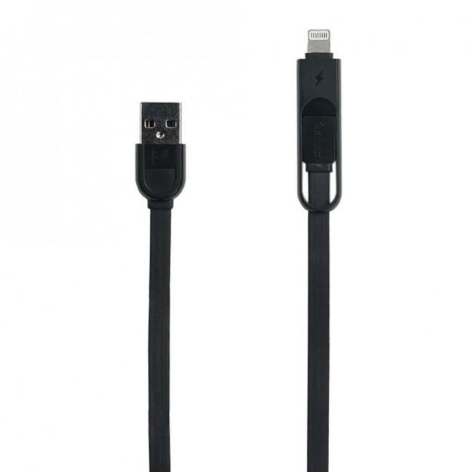 Кабель Remax Elegant RC-033t 2in1 iPhone 5/MicroUSB Чёрный-2