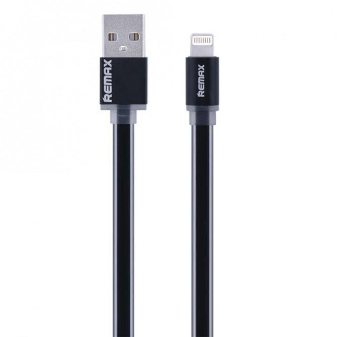 Кабель Remax Quick Charge RE-005i iPhone 6 Metal Чёрный 1m (плоский) (5-017)