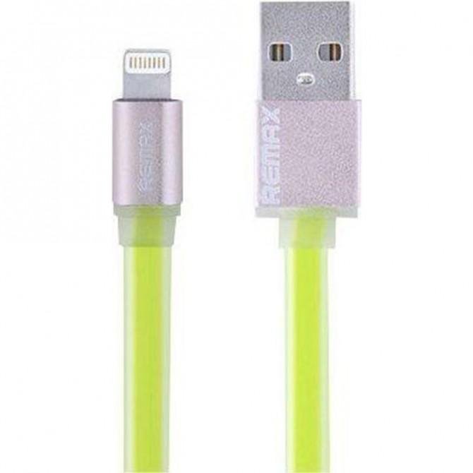 Кабель Remax Quick Charge RE-005i iPhone 6 Metal Зеленый 1m (плоский) (5-017)