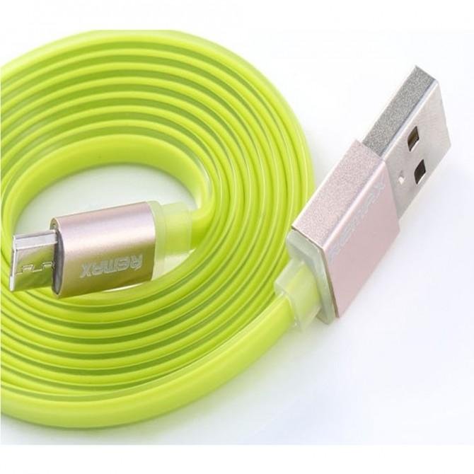 Кабель Remax Quick Charge RE-005i iPhone 6 Metal Зеленый 1m (плоский) (5-017)-2