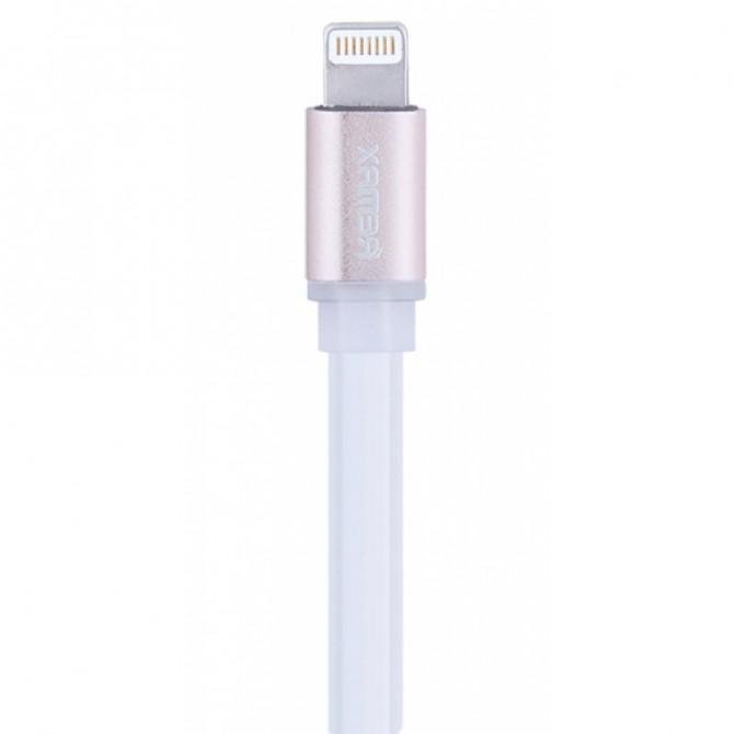 Кабель Remax Quick Charge RE-005i iPhone 6 Metal Белый 1m (плоский) (5-017)-1