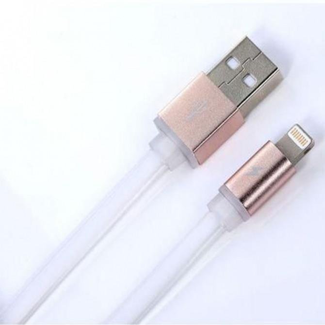 Кабель Remax Quick Charge RE-005i iPhone 6 Metal Белый 1m (плоский) (5-017)-2
