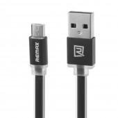 Кабель Remax Quick Charge RE-005m microUSB Metal Чёрный 1m (плоский) (5-017)