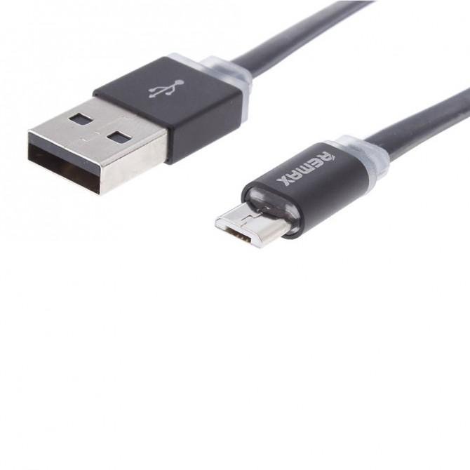 Кабель Remax Quick Charge RE-005m microUSB Metal Чёрный 1m (плоский) (5-017)-1