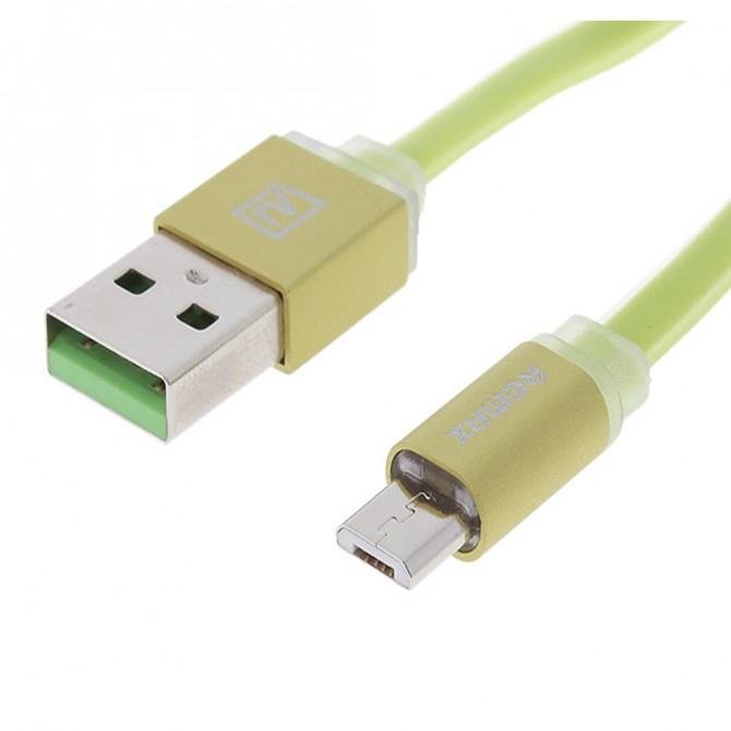 Кабель Remax Quick Charge RE-005m microUSB Metal Зеленый 1m (плоский) (5-017)-1