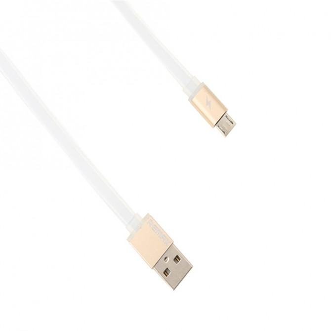 Кабель Remax Quick Charge RE-005m microUSB Metal Білий 1m (плоский) (5-017)-1