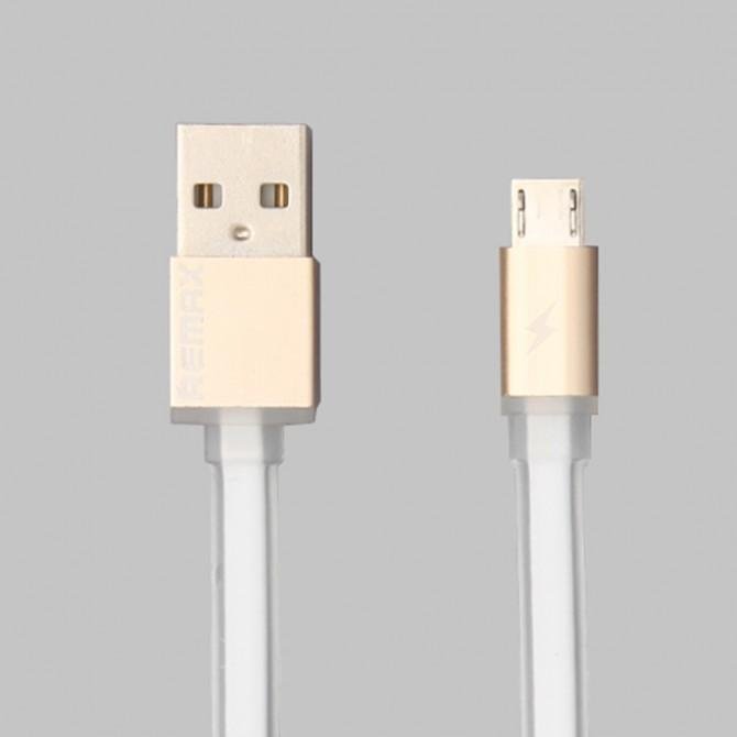 Кабель Remax Quick Charge RE-005m microUSB Metal Білий 1m (плоский) (5-017)-2