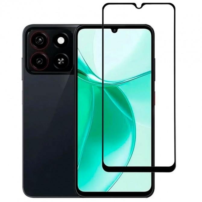 Защитное стекло для ZTE Blade A35 Full Glue (0.25 мм, 2.5D, черное) ЛЮКС