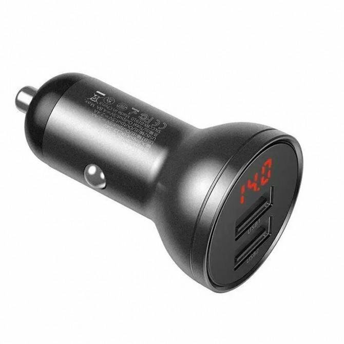 Автомобильное зарядное устройство 2USB Baseus Digital Display (4.8A 24W) (CCBX-0G) Grey-1