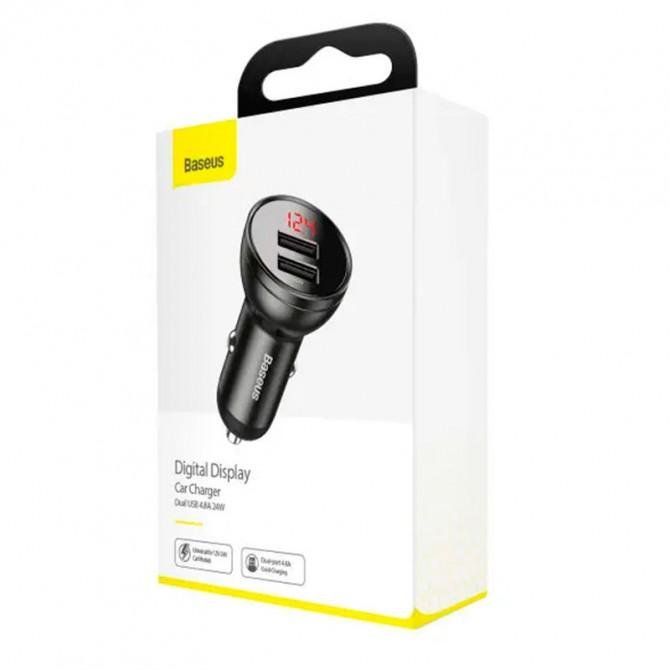 Автомобильное зарядное устройство 2USB Baseus Digital Display (4.8A 24W) (CCBX-0G) Grey-2