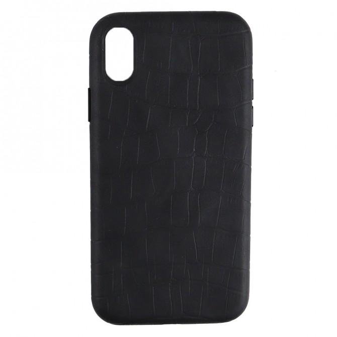 Чохол Leather Croc Case для Apple Iphone Xr Black-1