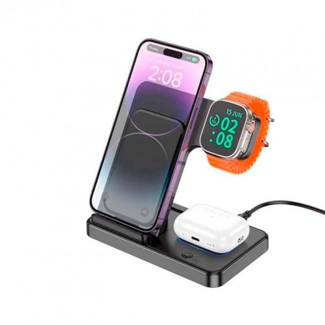 Беспроводное зарядное устройство Borofone BQ26 Best 3in1 wireless fast charge Black-1